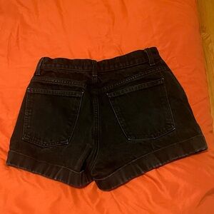 American Apparel Mom Jean High Waisted Cuffed Short, Distressed Black, sz 28